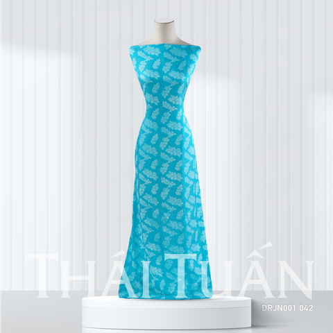 Vải Gấm Hoa Văn Màu Xanh Khổ 1m15 Dài 2m5 DRJN001042