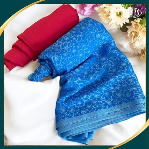 DSWN005442 Vải Gấm Bạch Ngọc Co Giãn Màu Xanh Khổ 1m15
