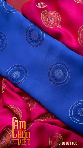 DTDL001036 Vải Áo Dài Hoa Văn Dệt Chữ Hỷ Màu Hồng Khổ 1m50 Dài 1m1