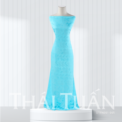 DTFN001005 Vải Gấm Sương Mai Màu Xanh Co Giãn Khổ 1m15 x 2m5