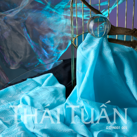 DTFN001005 Vải Gấm Sương Mai Màu Xanh Co Giãn Khổ 1m15 x 2m5