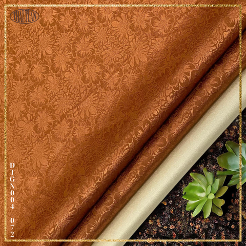 DTGN004072 Vải Gấm Ngọc Hoa Họa Tiết Hoa Lá Màu Đồng Khổ Vải 1m15