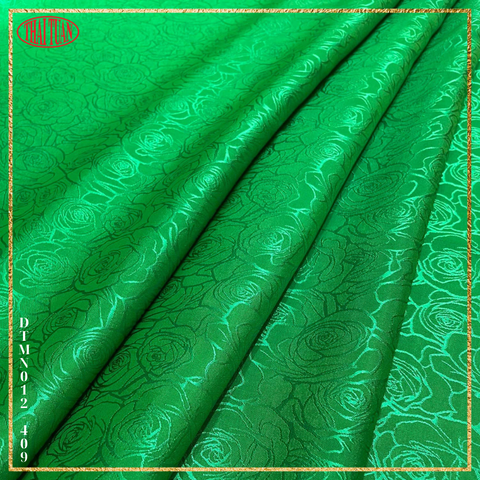 Vải Gấm Kiêu Sa Họa Tiết Hoa Lá Màu Xanh Lá Khổ Vải 1m15 DTMN012409