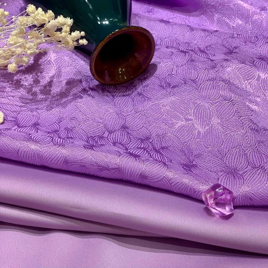 DTQN003014 Vải Áo Dài Gấm Sao Mai Co Giãn Màu Tím Khổ 1m15 x 2m5