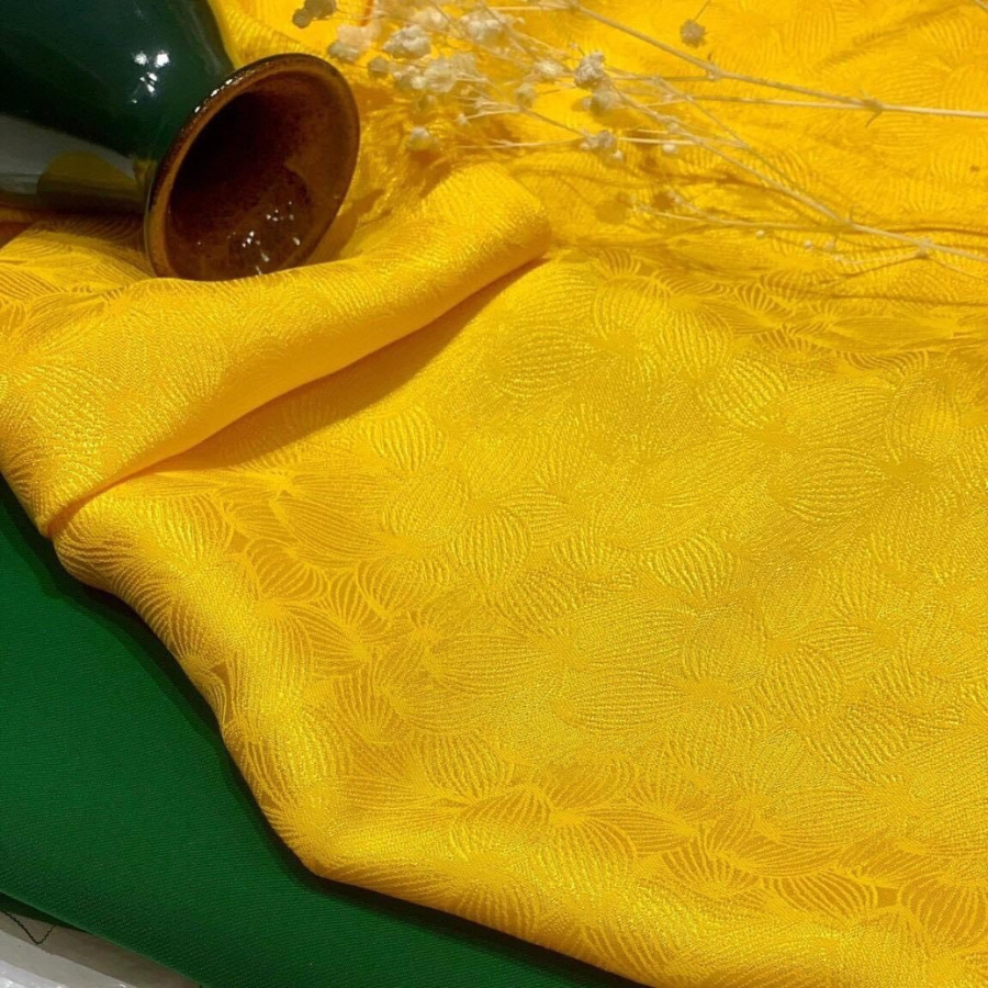 Vải Gấm Sao Mai Co Giãn Màu Vàng Khổ 1m15 DTQN003039