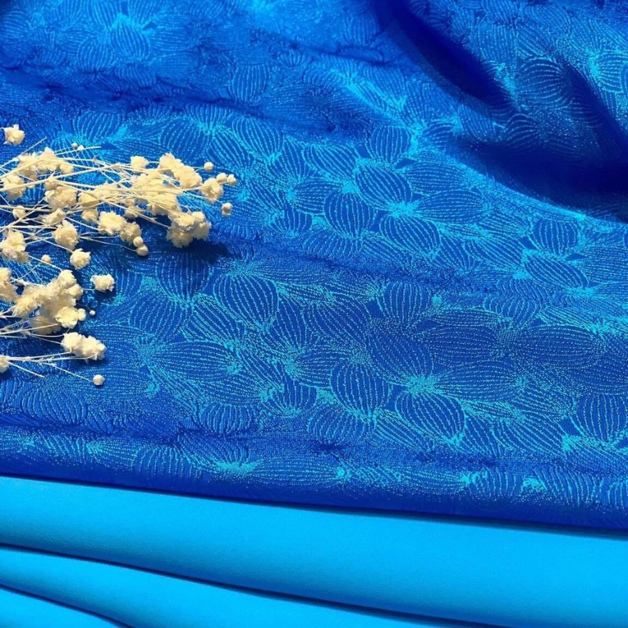 DTQN003057 Vải Gấm Sao Mai Co Giãn Màu Xanh Đậm Khổ 1m15