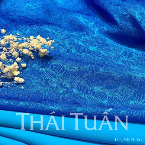 DTQN003057 Vải Gấm Sao Mai Co Giãn Màu Xanh Đậm Khổ 1m15