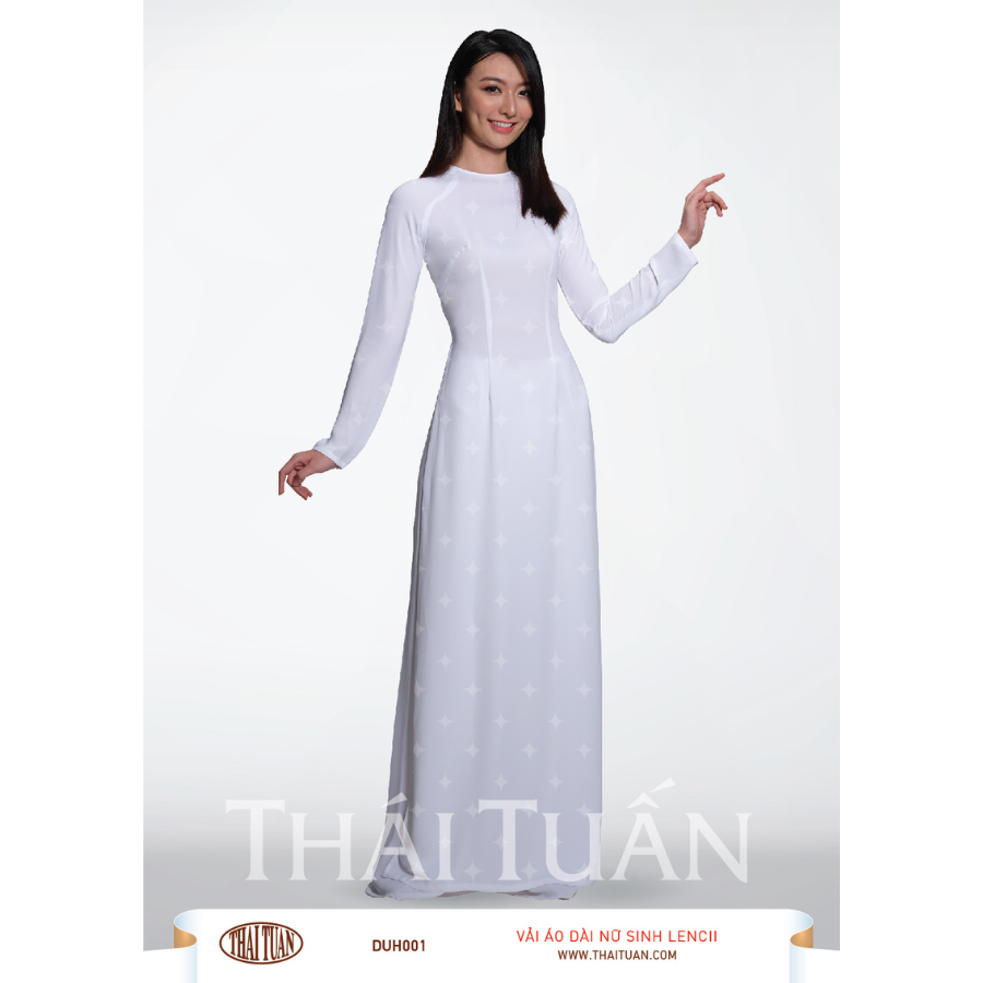 DUHN001001 Vải Áo Dài Nữ Sinh Lencii Trắng Ánh Xanh