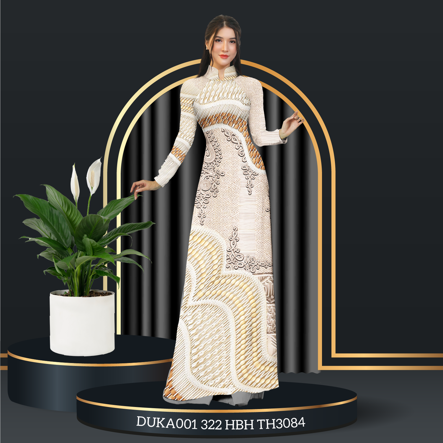 DUKA001322HBH Vải Áo Dài Premium Kim Tuyến Kháng Khuẩn Khổ 1m50 x Dài 2m3