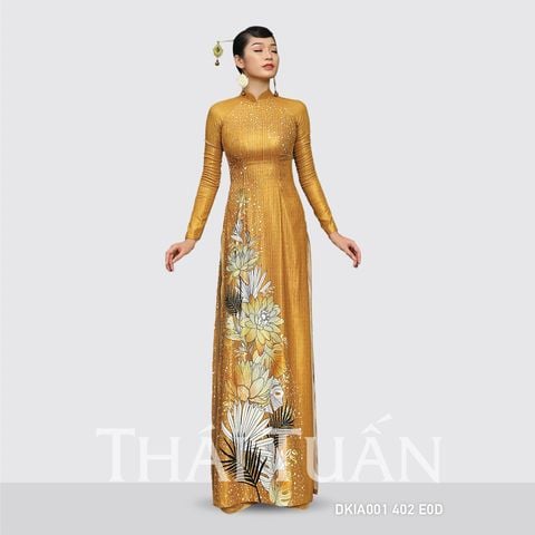 DUKA001402E0D Vải Áo Dài Kim Tuyến Kháng Khuẩn Màu Vàng Đồng Khổ 1m50 x Dài 2m3