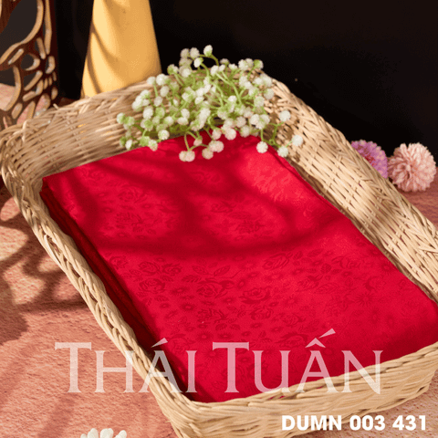 DUMN003431 Vải Gấm Sắc Hoa Màu Đỏ Khổ 1m15 x 2m5