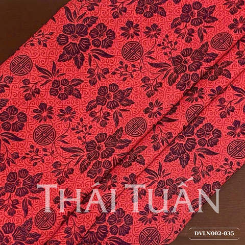 Vải Gấm Hồng Mai Màu Đỏ Họa Tiết Hoa Khổ 1m15 x 2m5 DVLN002035