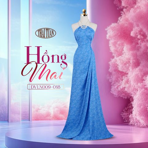 DVLN009018 Vải Gấm Hồng Mai Co Giãn Màu Xanh Khổ 1m15 x 2m5
