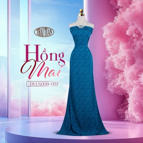 DVLN009057 Vải Gấm Hồng Mai Co Giãn Màu Xanh Khổ 1m15 x 2m4
