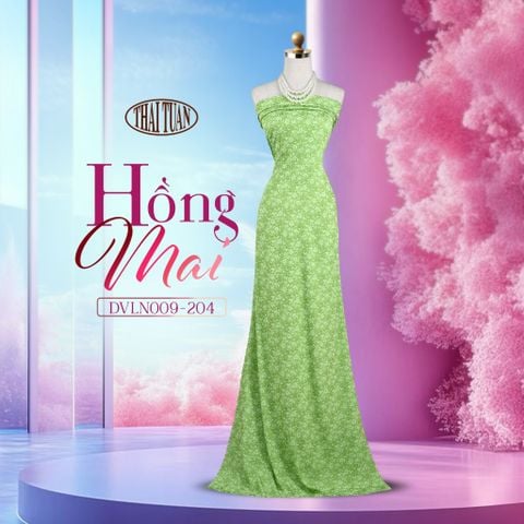 DVLN009-204 Vải Gấm Hồng Mai Co Giãn Màu Xanh Khổ 1m15 x 2m5
