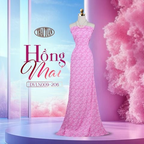 DVLN009-206 Vải Gấm Hồng Mai Co Giãn Màu Hồng Khổ 1m15 x 2m5