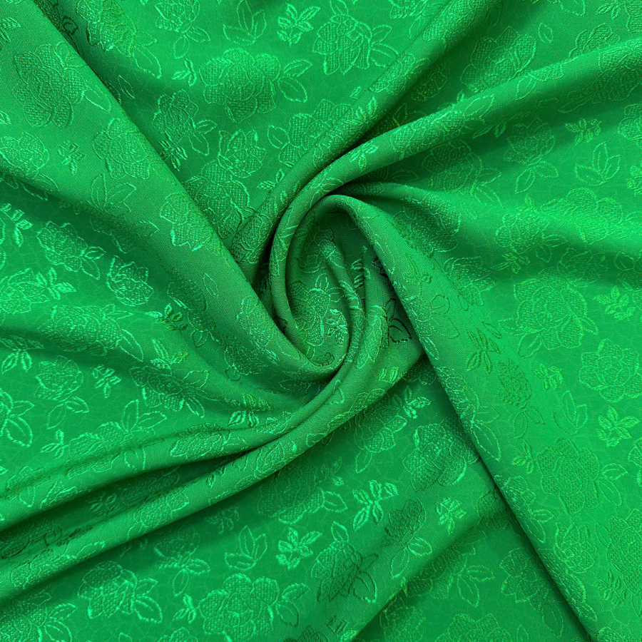 Vải Gấm Ngàn Hoa Màu Xanh Lá Họa Tiết Hoa Khổ 1m15 x 2m5 DWGN003224