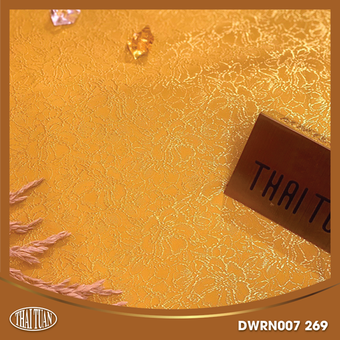 Vải Gấm Diệp Châu Hoa Văn Co Giãn Màu Vàng Đồng Khổ 1m15 x 2m5 DWRN007269