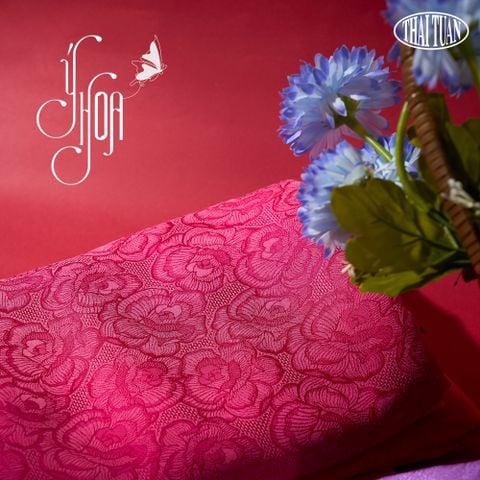 Vải Gấm Ý Hoa Màu Hồng Khổ 1m15 x 2m5 DWSN002046