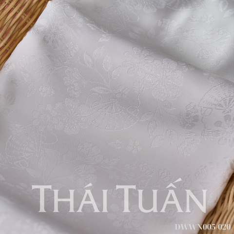 DWWN005020 Vải Gấm Xuân Hồng Màu Trắng Khổ 1m15 x 2m5