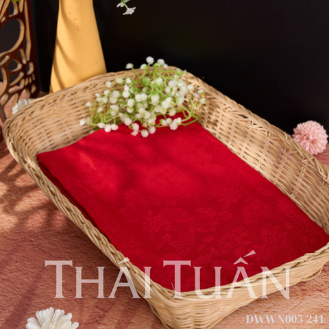 DWWN005241 Vải Gấm Xuân Hồng Màu Đỏ Khổ 1m15 x 2m5