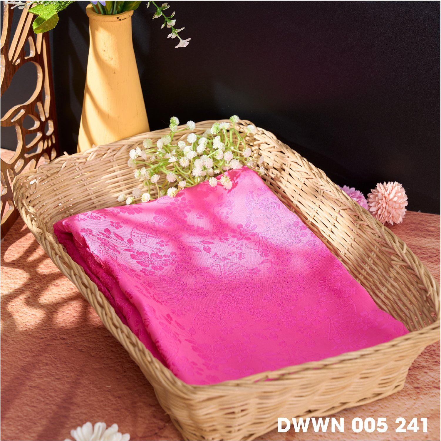 DWWN005446 Vải Gấm Xuân Hồng Màu Hồng Khổ 1m15m x 2m5