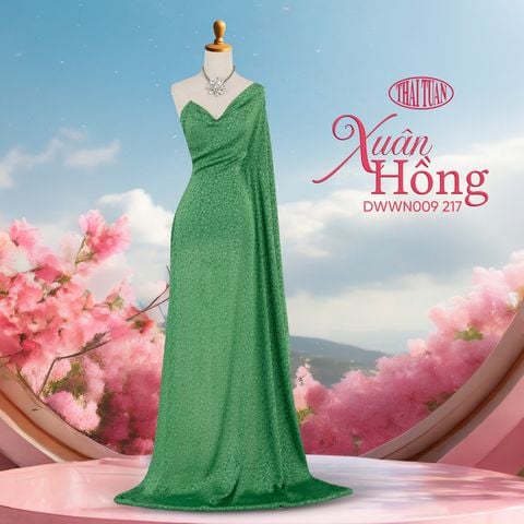 Vải Gấm Xuân Hồng Màu Xanh Lá Khổ 1m15 x 2m5 DWWN009217