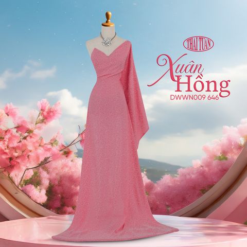 DWWN009-646 Vải Gấm Xuân Hồng Màu Hồng Khổ 1m15 x 2m4