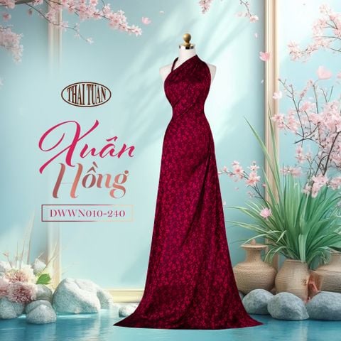DWWN010240 Vải Gấm Xuân Hồng Màu Hồng Đỏ Khổ 1m15 x 2m5
