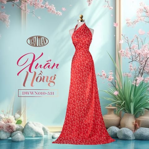 Vải Gấm Xuân Hồng Màu Cam Khổ 1m15 x 2m5 DWWN010531