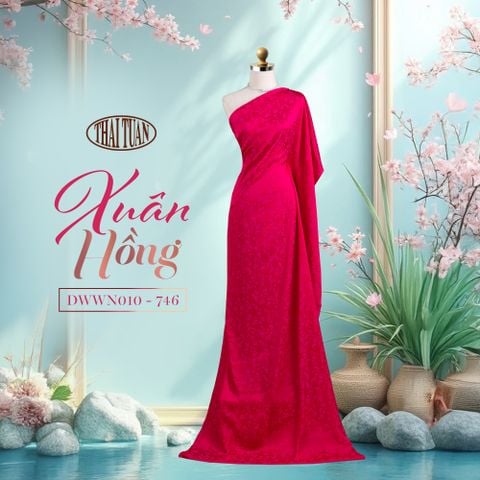 DWWN010746 Vải Gấm Xuân Hồng Màu Hồng Khổ 1m15 x 2m5