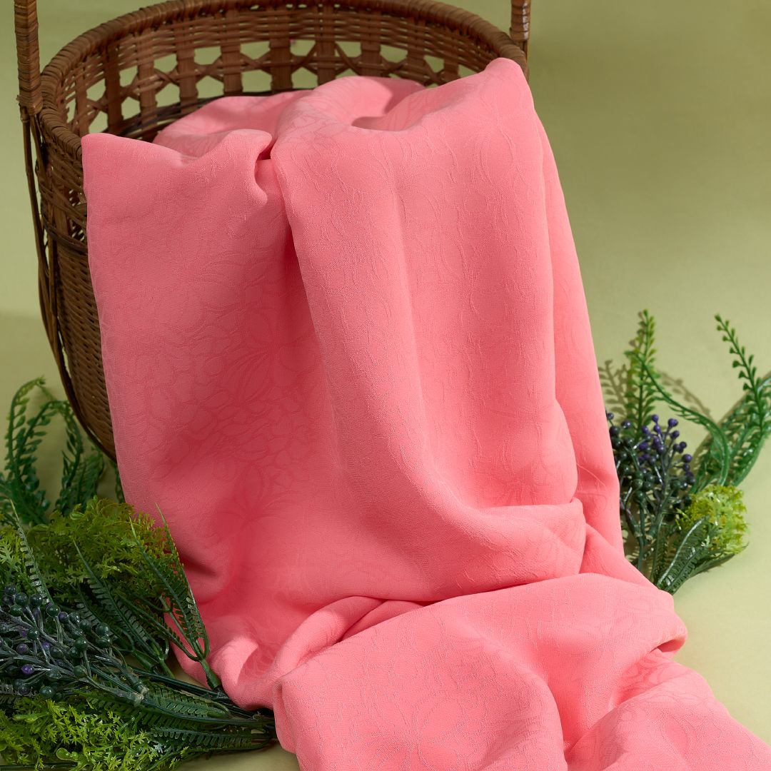 Vải Gấm Tường Xuân Màu Hồng Cam Khổ 1m15 DXAN001026