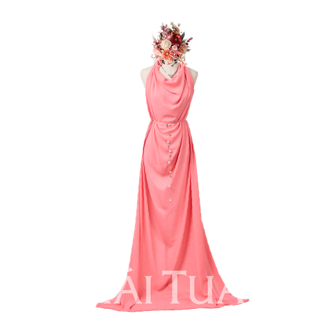 Vải Gấm Tường Xuân Màu Hồng Cam Khổ 1m15 DXAN001026