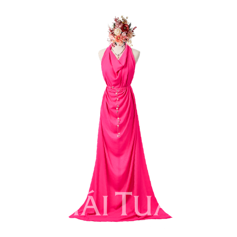 Vải Gấm Tường Xuân Màu Hồng Khổ 1m15 DXAN001046