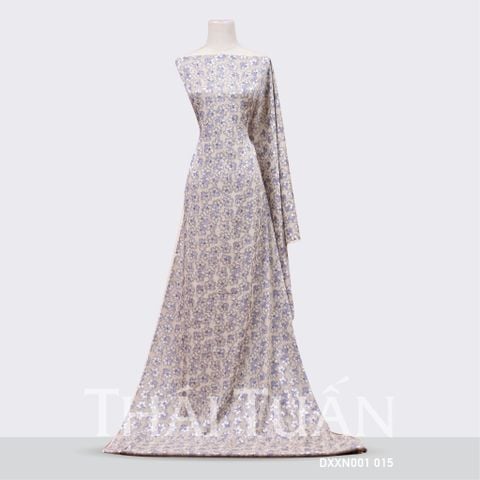 DXXN001015 Vải Áo Dài Gấm Hoa Mộc Trắng Ghi Khổ 1m15 Dài 2m5