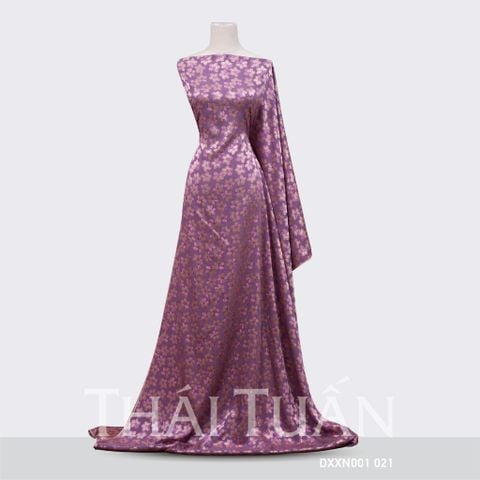 Vải Gấm Hoa Mộc Màu Hồng Tím Khổ 1m15 Dài 2m5
