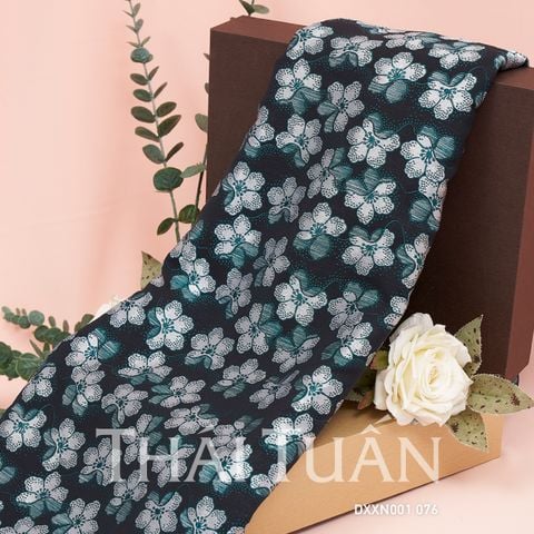 DXXN001076 Vải Áo Dài Gấm Hoa Mộc Màu Lá Khổ 1m15 x 2m5