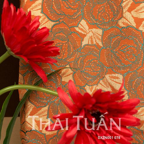 Vải Gấm Thượng Uyển Họa Tiết Cam Khổ 1m15 x 2m5 DXZN001078