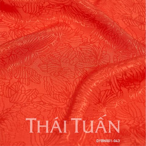 DYBN001043 Vải Gấm Hoa Mỹ Họa Tiết Đỏ Cam Khổ 1m15 x 2m5