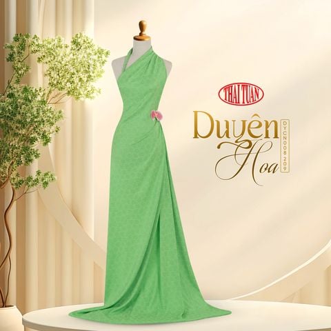 DYCN008-209 Vải Gấm Duyên Hoa Khổ Màu Xanh Lá 1m15 x 2m5