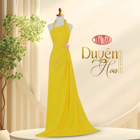 DYCN008-402 Vải Gấm Duyên Hoa Khổ Màu Vàng 1m15 x 2m4