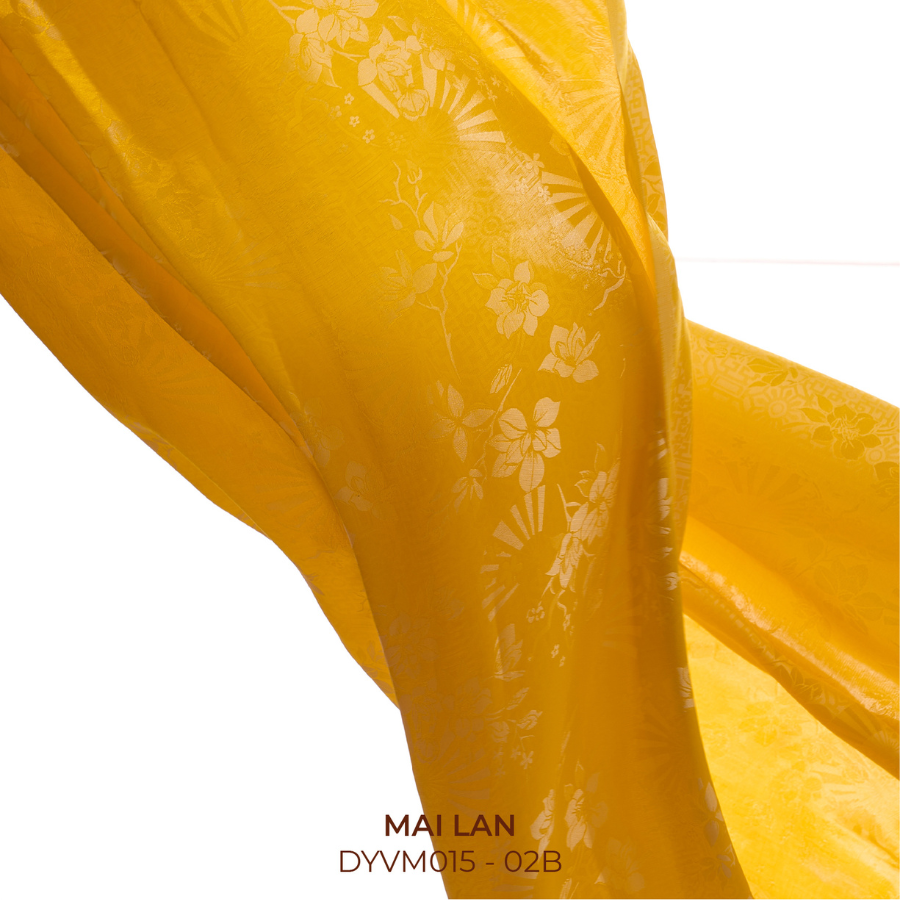 Vải Tơ Tằm Mai Lan Cao Cấp Màu Vàng Khổ 2m2 DYVM01502B