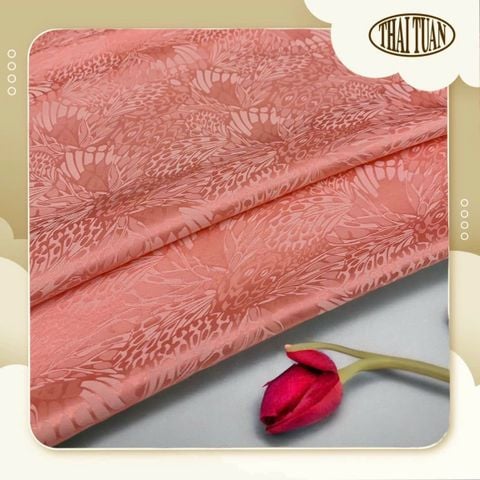 Vải Tơ Tằm Cao Cấp Màu Hồng Ánh Cam Nhạt Sang Trọng Khổ 1m15 DYVN00507B