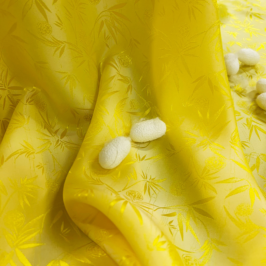Vải Tơ Tằm Trúc Phúc Cao Cấp Màu Vàng Khổ 1m15 Dài 2m5 DYVN02102B
