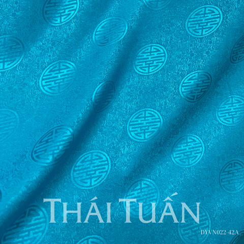DYVN02242A Vải Tơ Tằm Phúc Thọ Màu Xanh Khổ 1m15 Dài 2m4