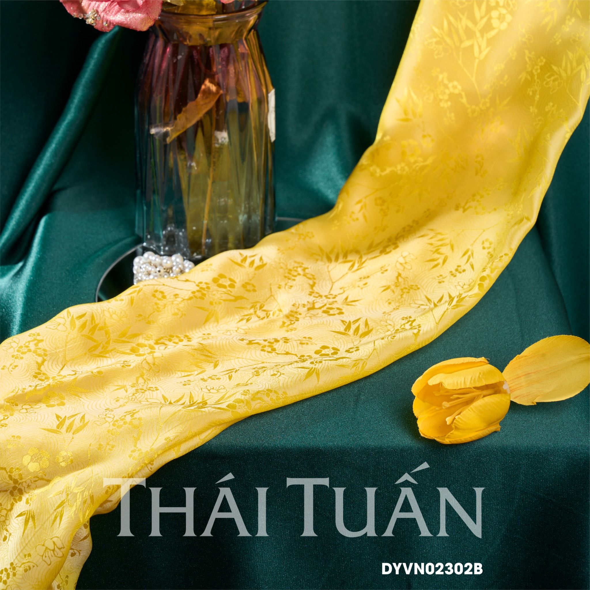 DYVN02302B Vải Tơ Tằm Hai Tone Cao Cấp Màu Vàng Khổ 1m15 x Dài 2m4
