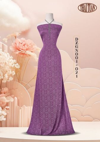 DZGN001021 Gấm Họa Tiết Màu Tím Ruốc Khổ 1m15 Dài 1m1