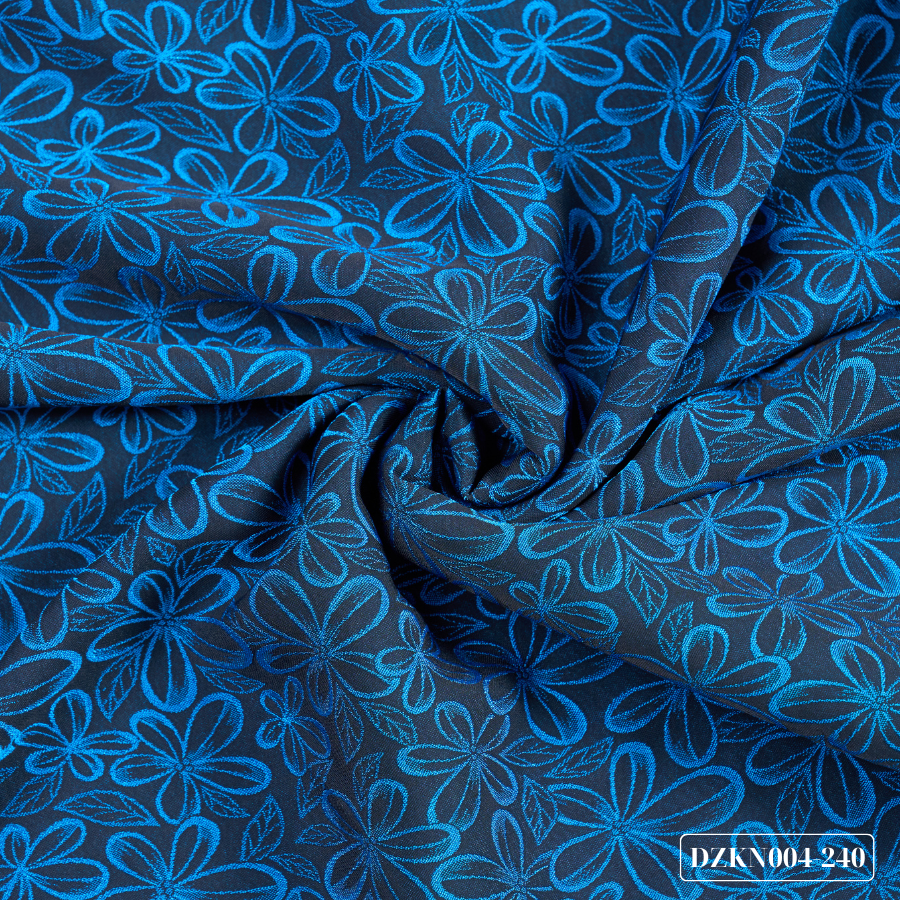 Vải Gấm Hoa Co Giãn Có Họa Tiết Màu Xanh Đen Khổ 1m15 x 2m5 DZKN004240