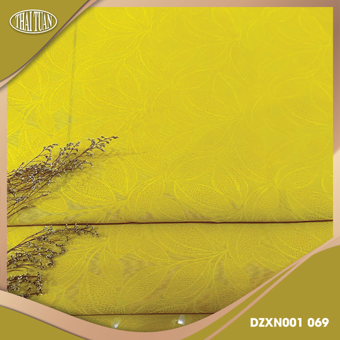DZXN001069 Vải Gấm Thiên Vân Co Giãn Có Họa Tiết Màu Vàng Úa