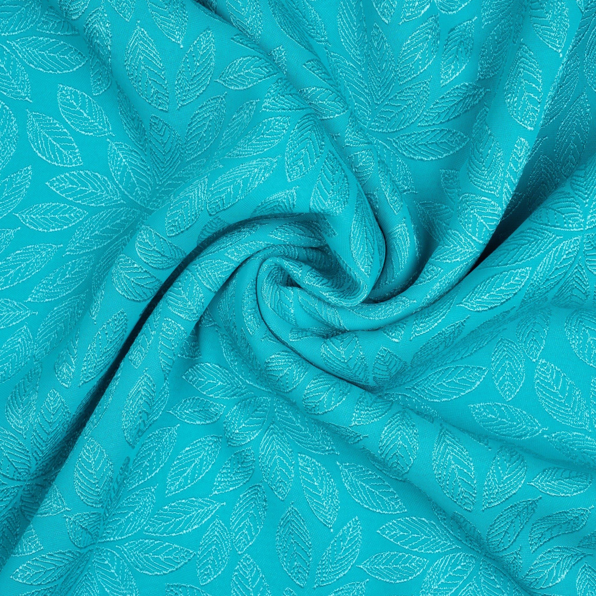 EBAN001042 Vải Gấm Màu Xanh Hoạ Tiết Lá Khổ 1m15 x 2m5